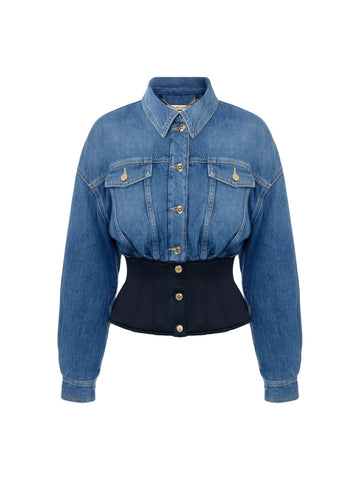 Elisabetta Franchi Bomber in denim e neoprene