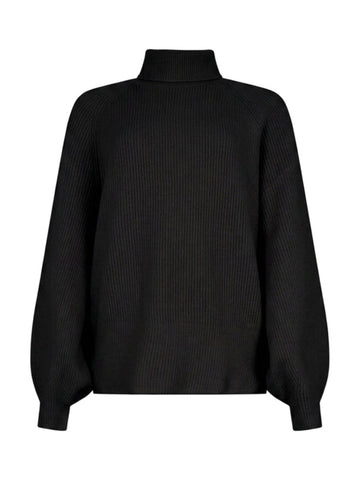 Pullover a Coste con Collo Alto