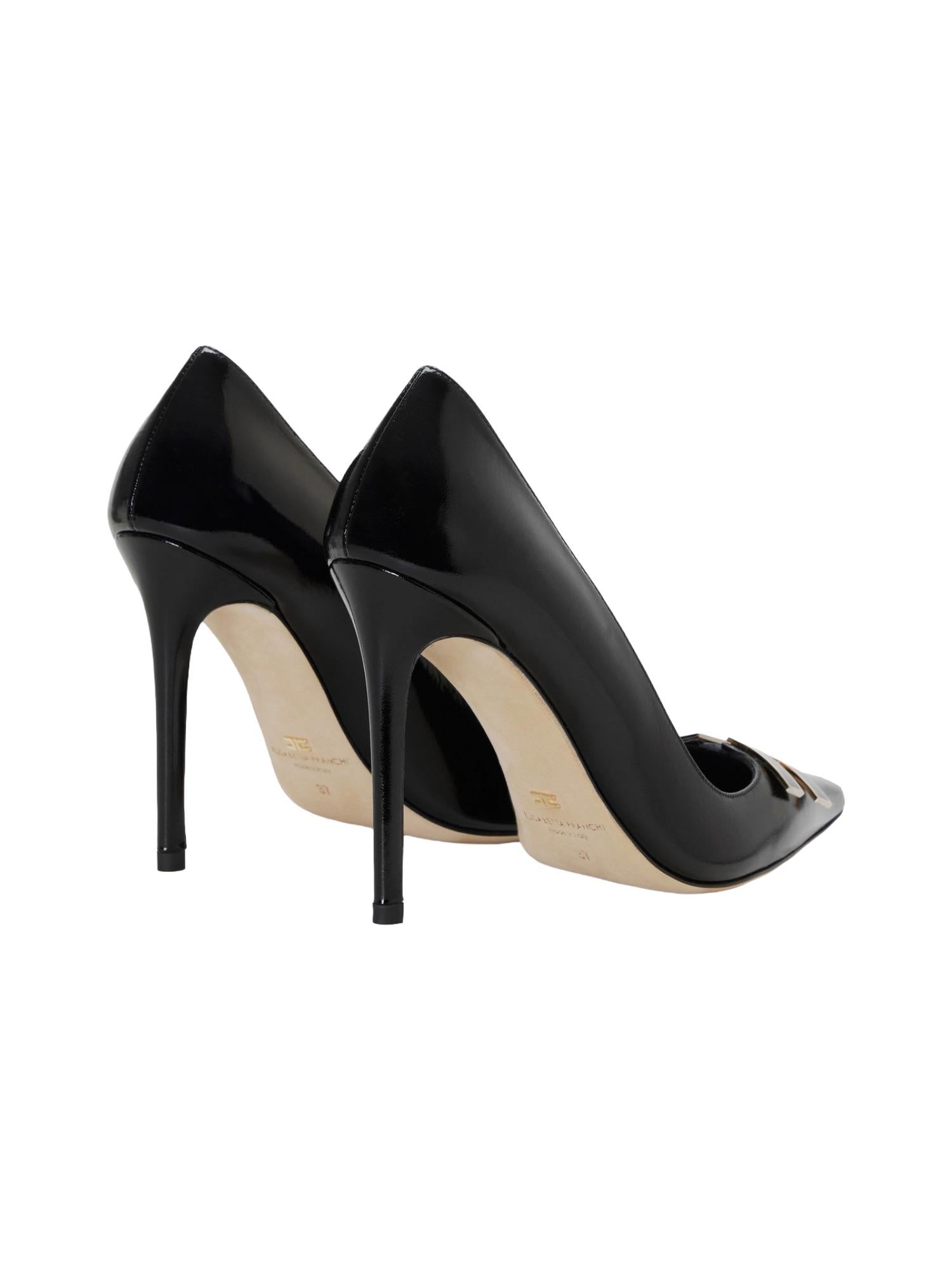 Elisabetta Franchi Decolletè in pelle con logo 10,5 cm