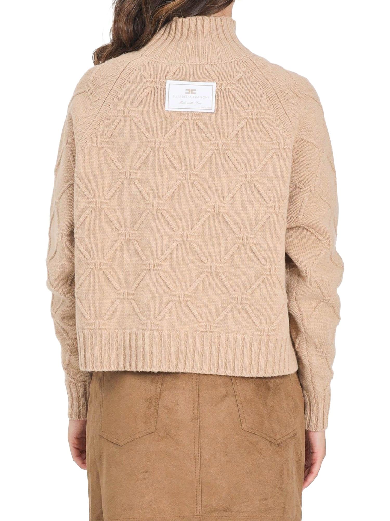 Elisabetta Franchi Maglione a dolcevita con motivo a losanghe