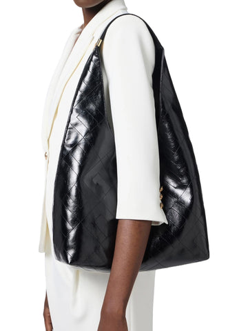Elisabetta Franchi Borsa hobo grande con cuciture logo