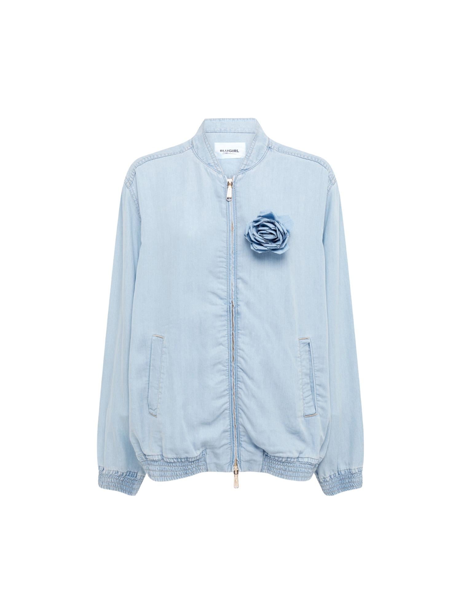 Blugirl Bomber in denim con rosa