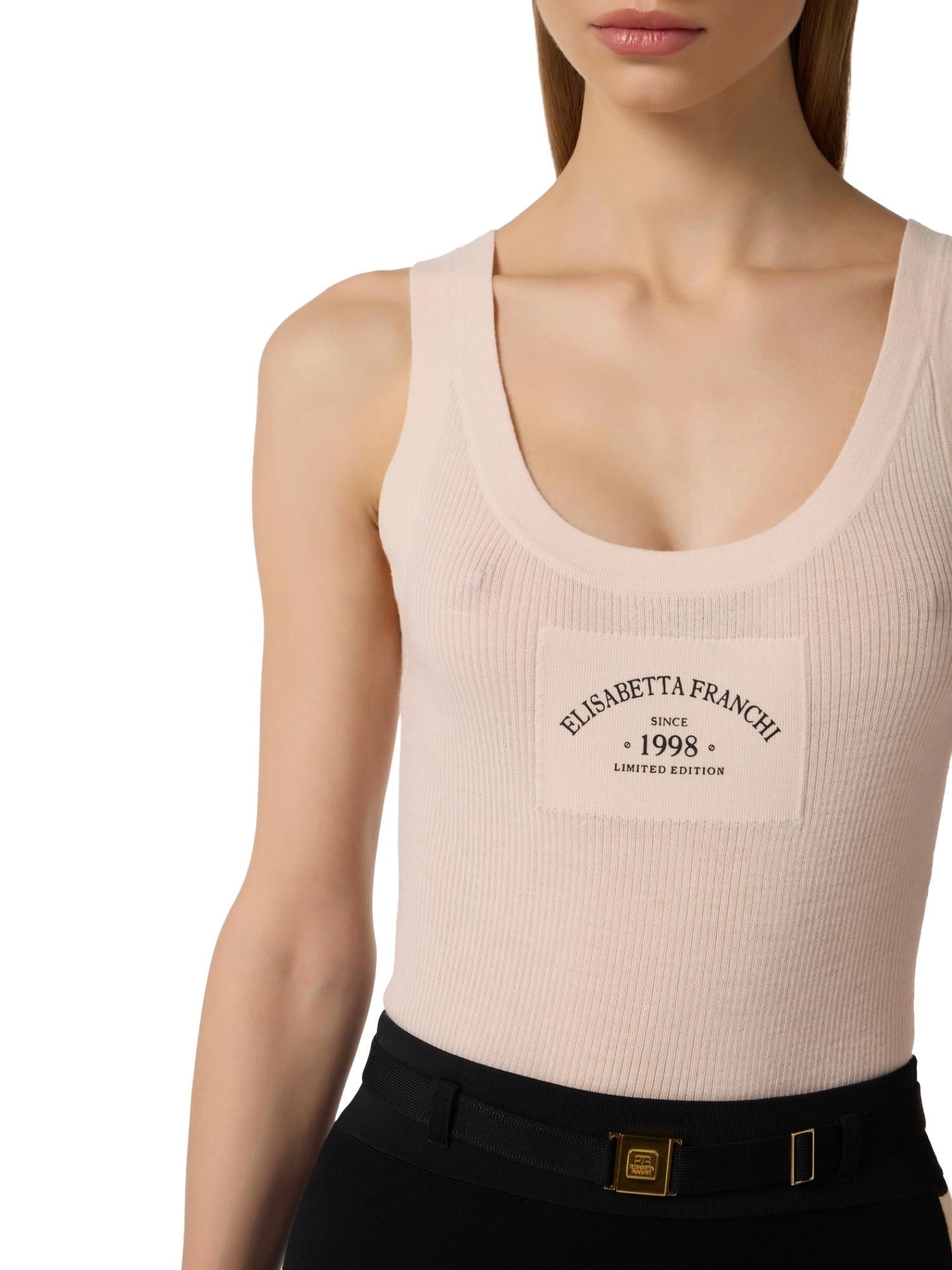 Elisabetta Franchi Canotta in lana con logo