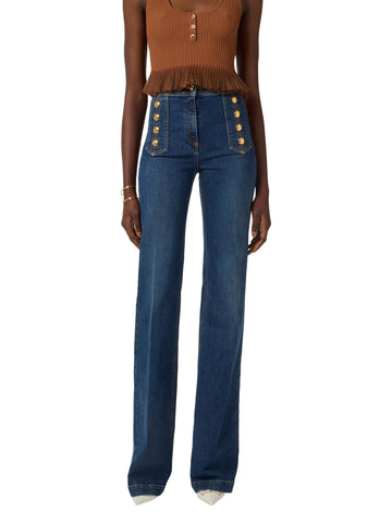 Elisabetta Franchi Jeans a palazzo con bottoni