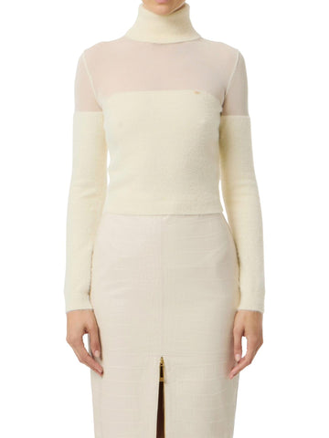 Elisabetta Franchi Maglia a dolcevita con trasparenze