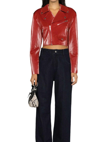 Moschino Jeans Chiodo crop in ecopelle