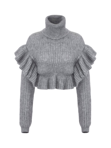 Pullover in maglia con ruches