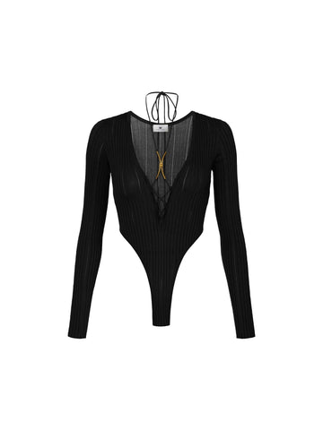 Elisabetta Franchi Body in maglia con dettaglio gioiello