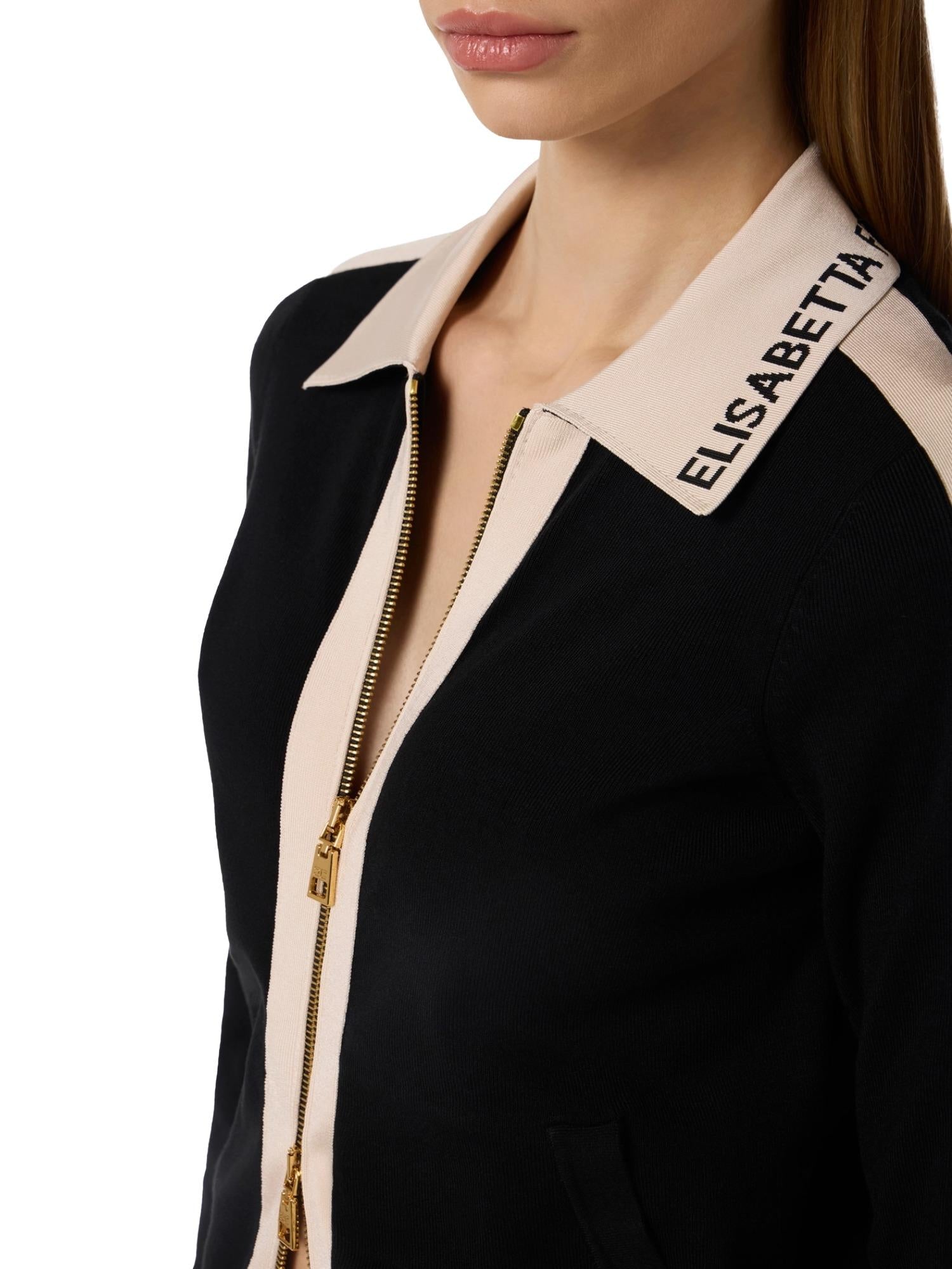 Elisabetta Franchi Giacca in maglia con bande a contrasto