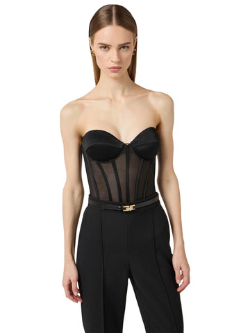 Elisabetta Franchi Top bustier in tulle e satin