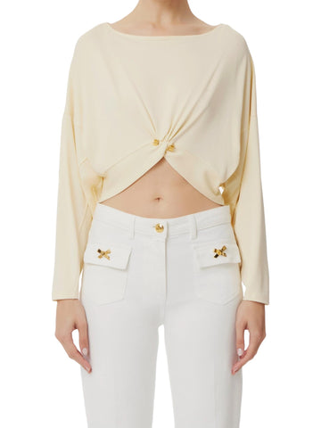 Elisabetta Franchi Maglia crop con piercing