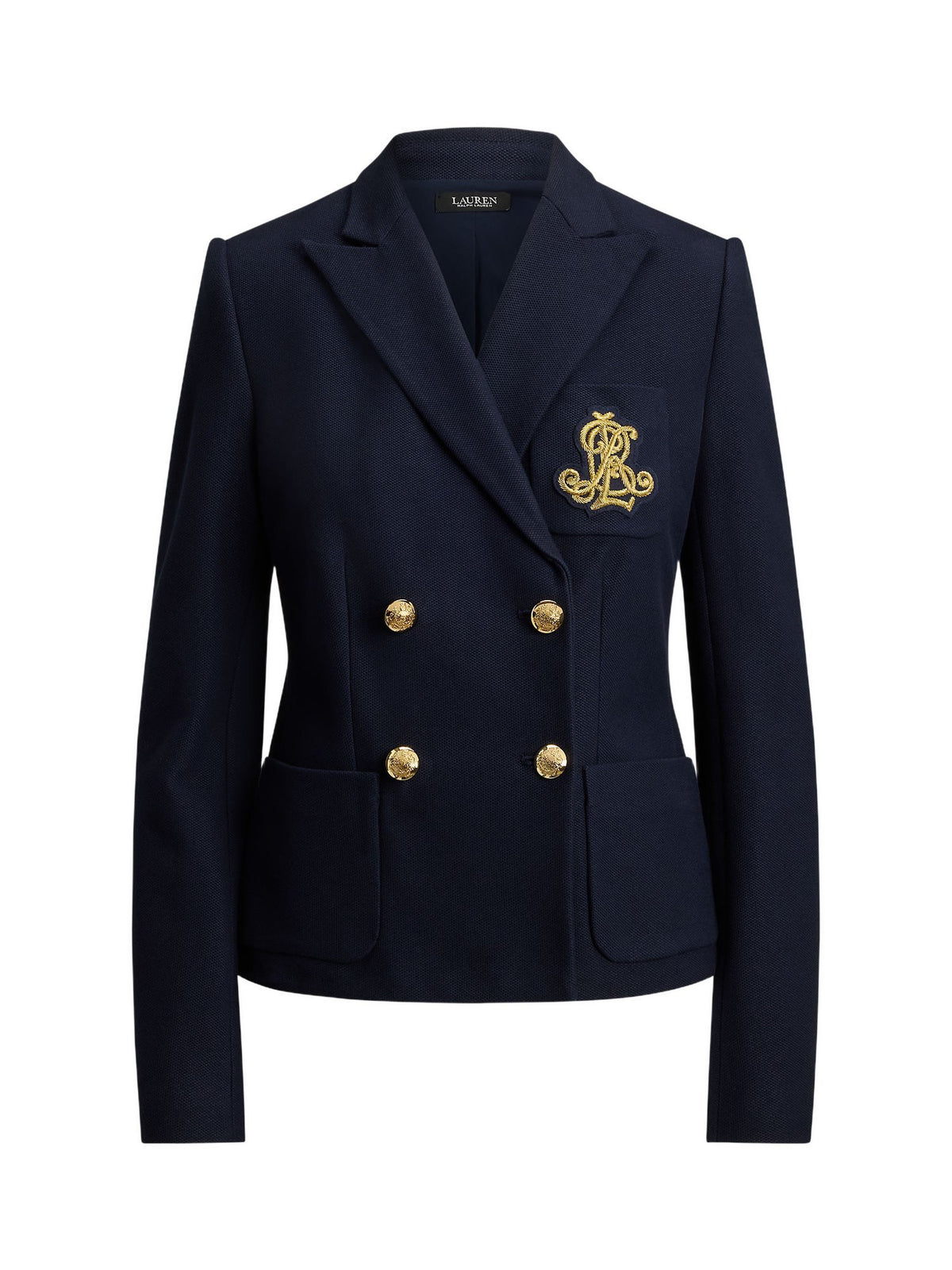 Blazer doppio petto in piqué elasticizzato