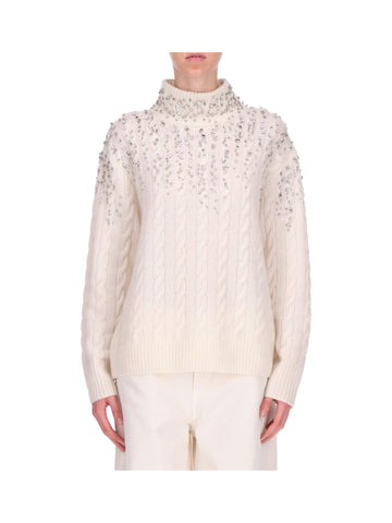 Dolcevita a Trecce in Misto Cashmere con Cristalli