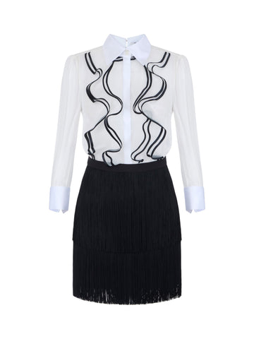 Abito in georgette con ruches e frange