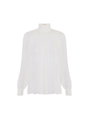 Elisabetta Franchi Blusa in voile con ganci gioiello