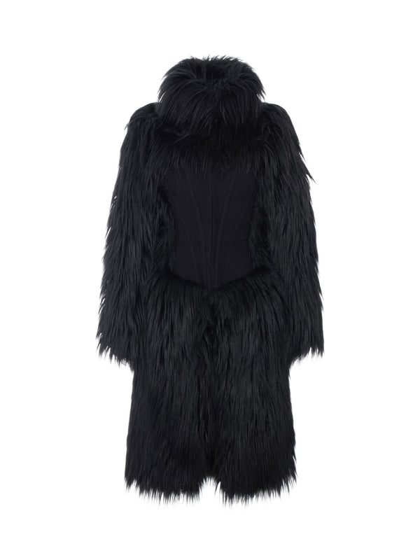 Cappotto effetto pelo con bustier