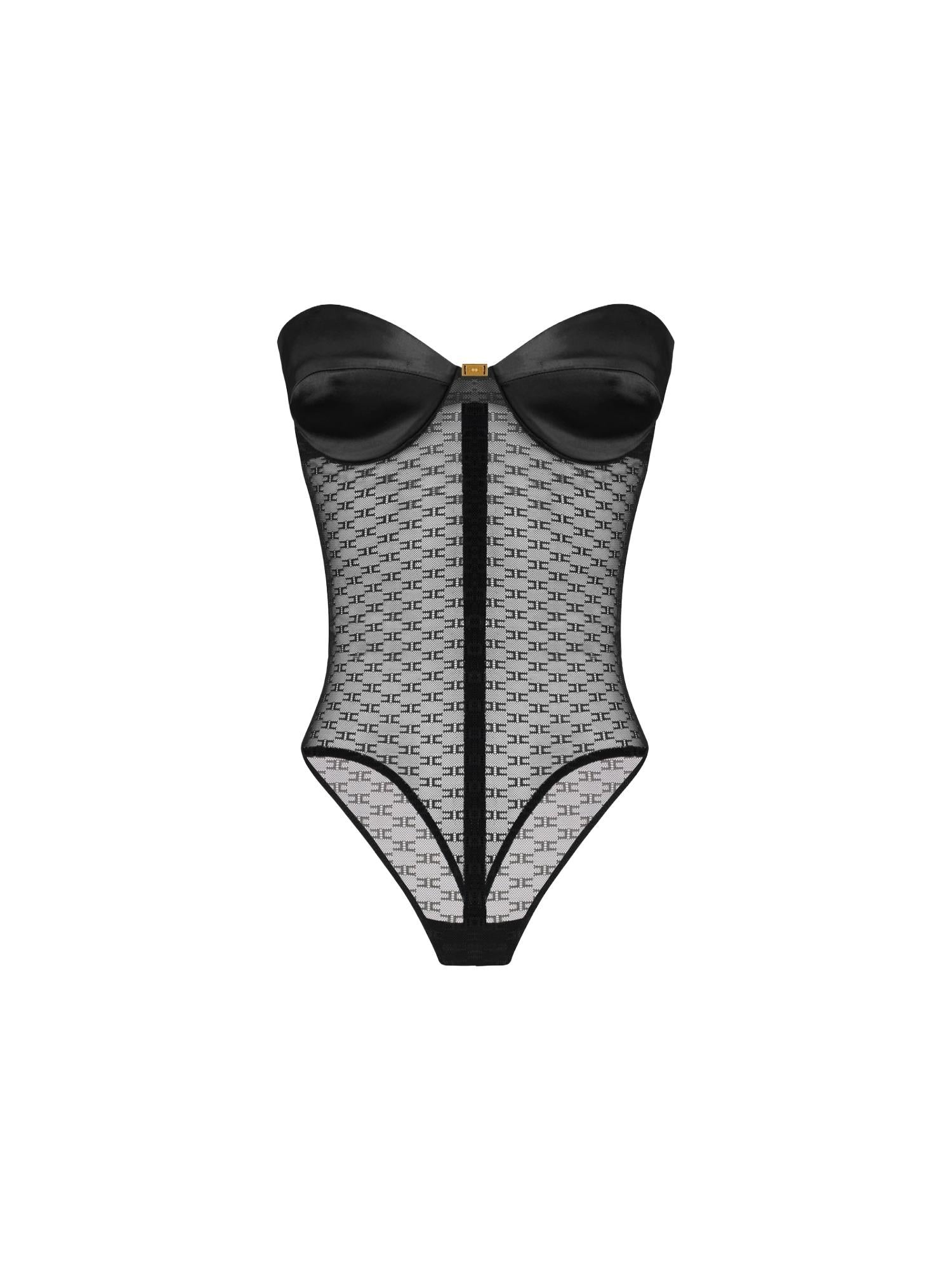 Elisabetta Franchi Body con tulle logato