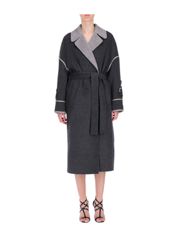 Cappotto Midi con Cintura e Reverse a Contrasto