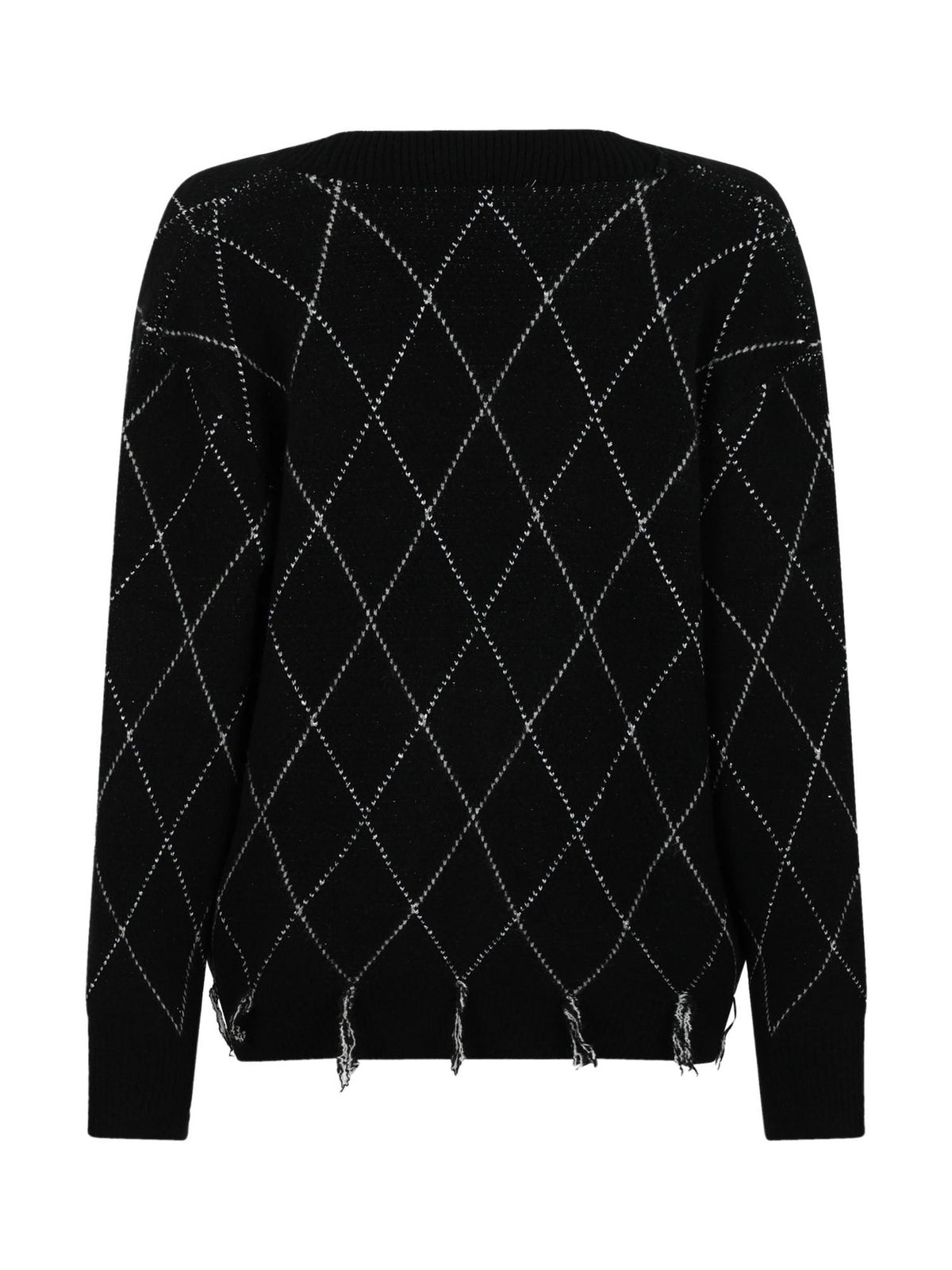 Cardigan Scollo a V con Motivo a Rombi