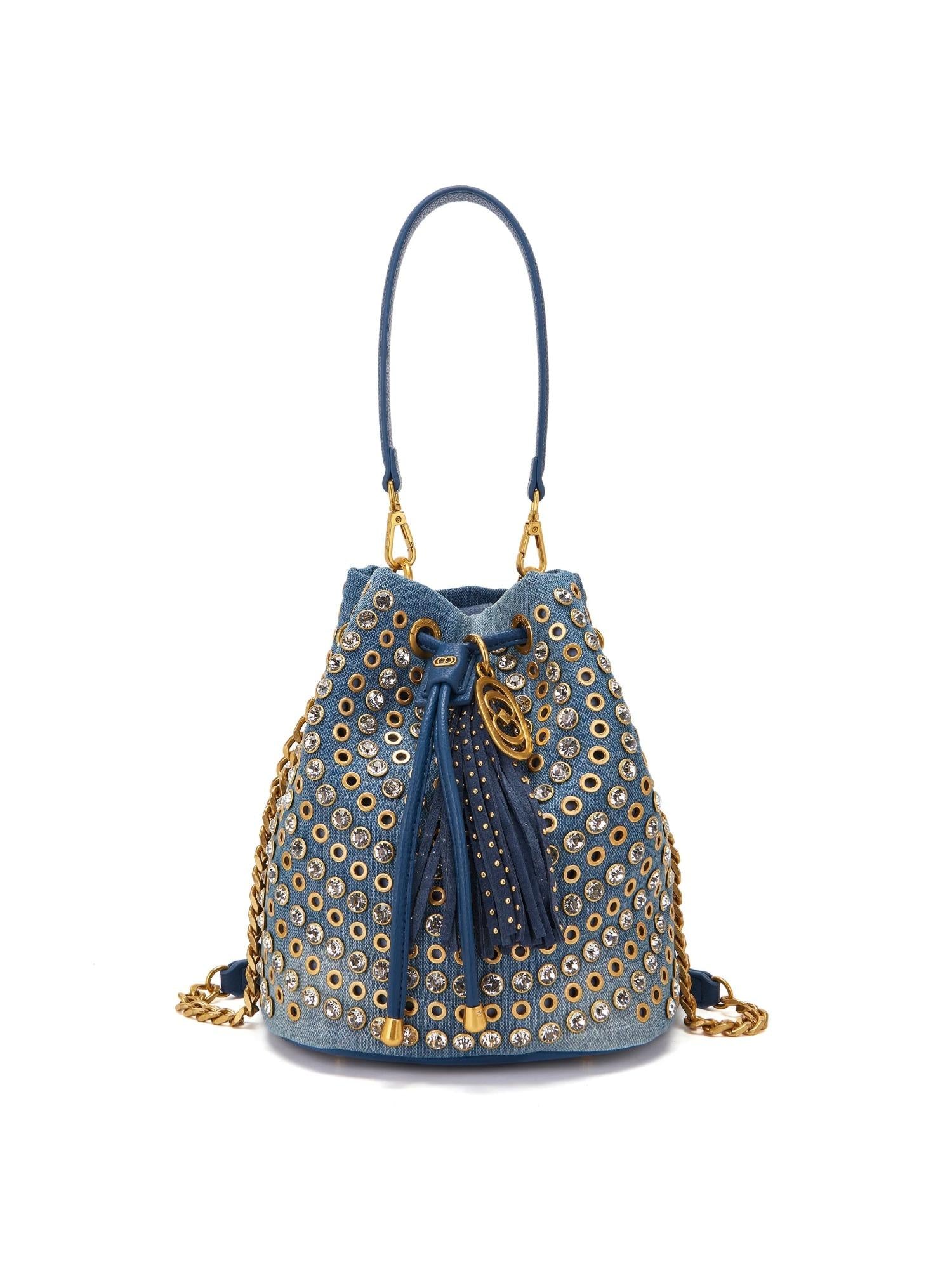 La Carrie Borsa a secchiello in denim Andromeda