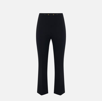 Pantaloni in doppio crêpe stretch con dettaglio gioiello