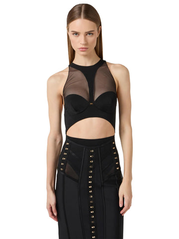 Elisabetta Franchi Body in tulle cut-out