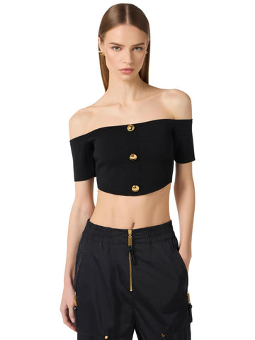 Elisabetta Franchi Top con bottoni gioiello