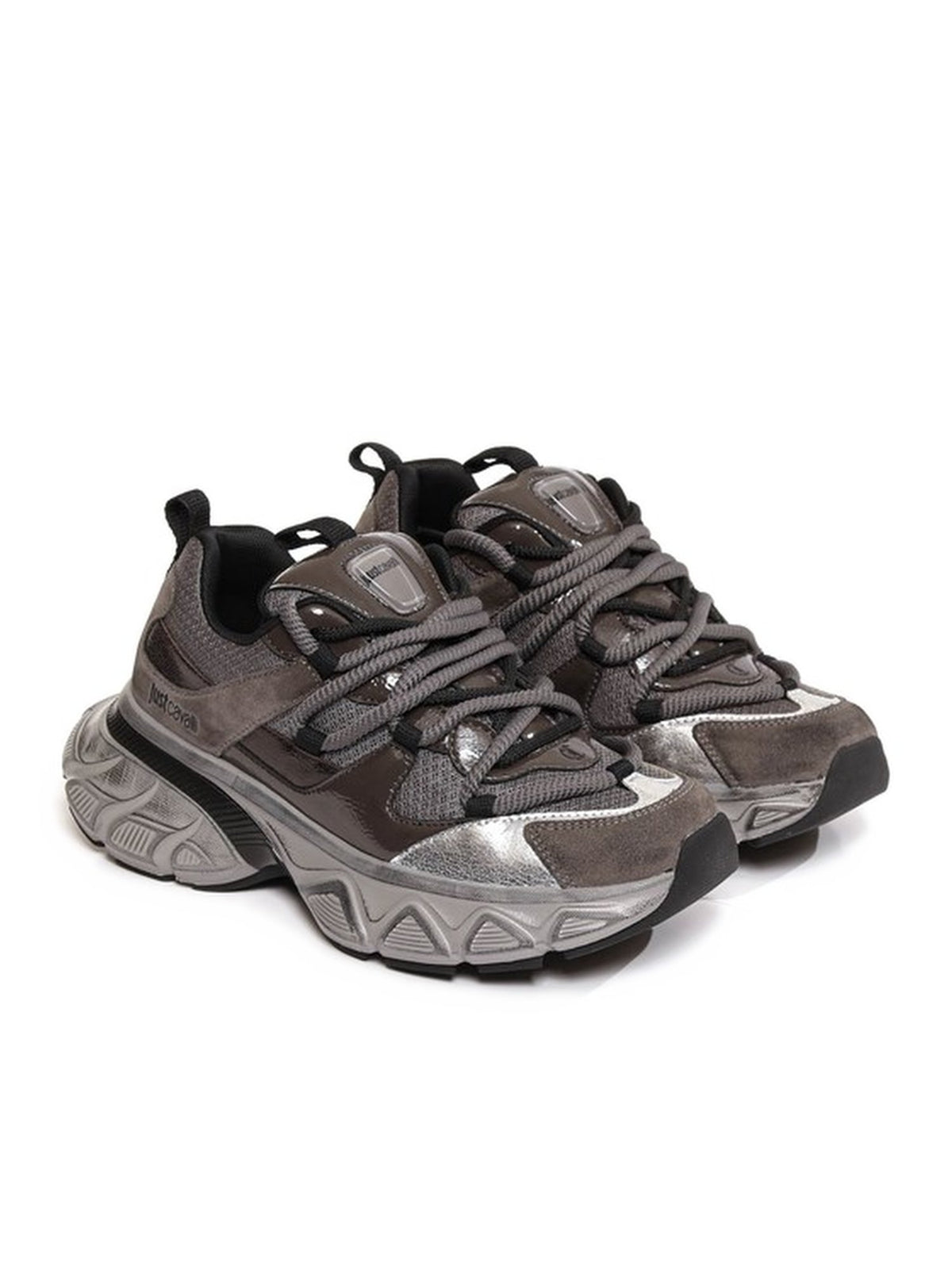 Sneaker con Suola Alta e Inserti Metallizzati