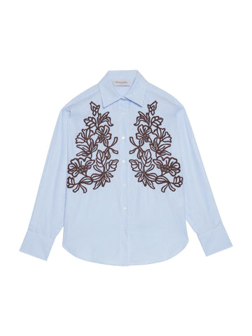 Ermanno Firenze Camicia a righe con ricamo floreale