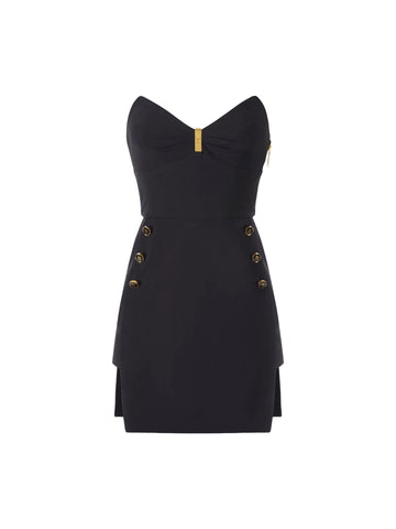 Elisabetta Franchi Abito bustier con bottoni logati