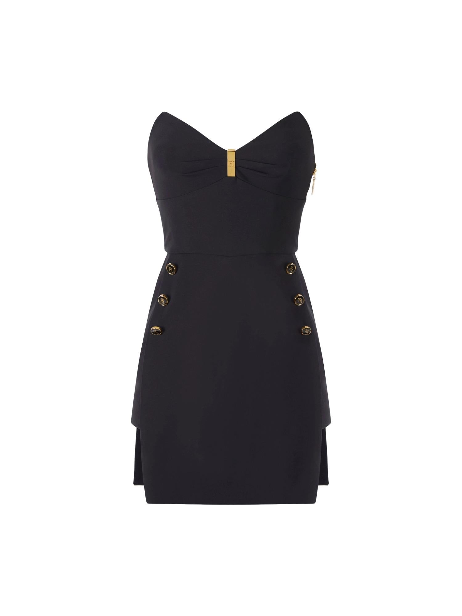 Elisabetta Franchi Abito bustier con bottoni logati