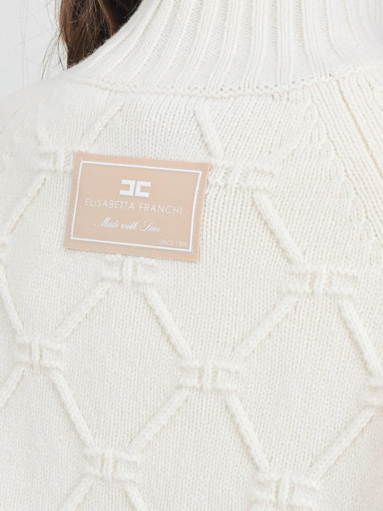 Elisabetta Franchi Maglione a dolcevita con motivo a losanghe