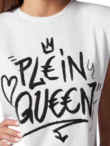 Philipp Plein T-shirt smanicata Sexy Pure in cristalli