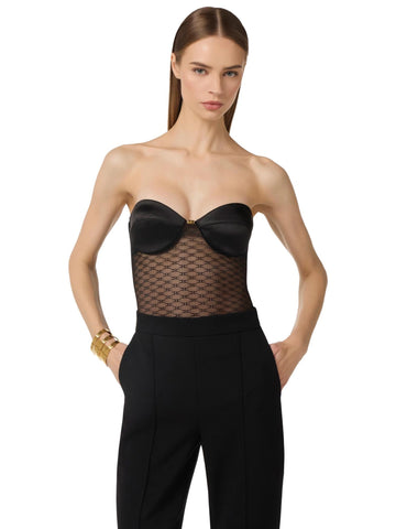 Elisabetta Franchi Body con tulle logato