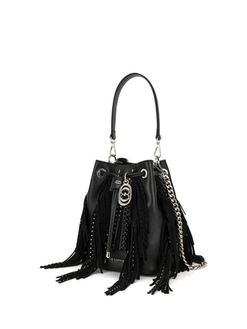 Borsa Secchiello Rock con Dettagli Metallici