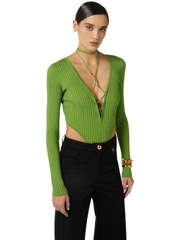 Elisabetta Franchi Body in maglia con dettaglio gioiello