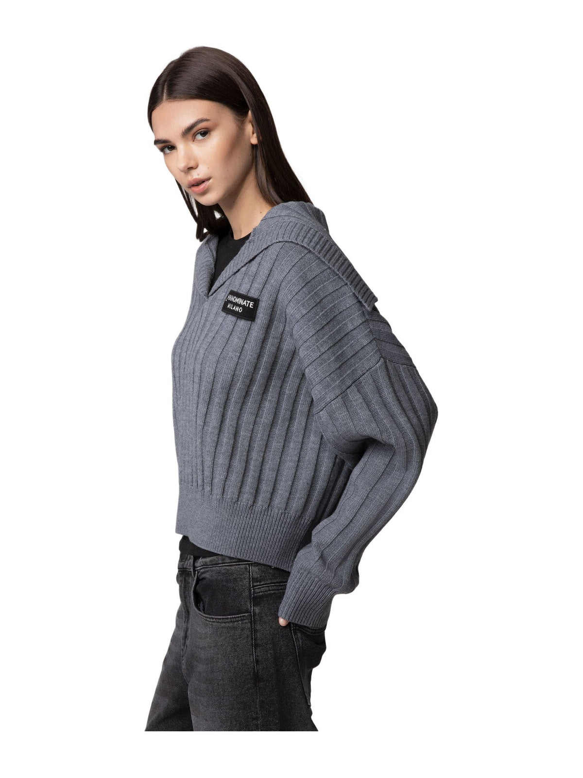 Maglia a Coste con Collo Marinaio