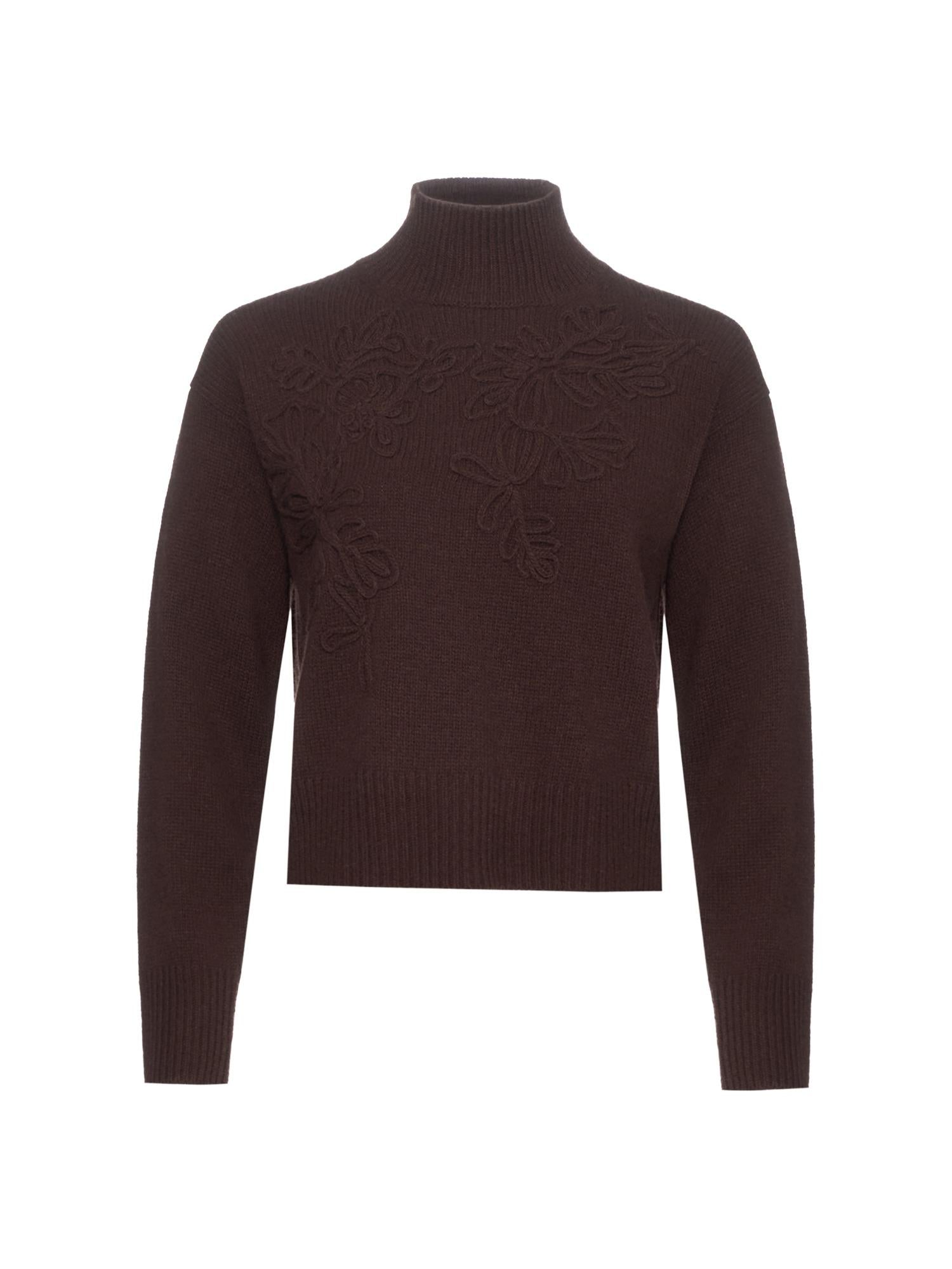 Ermanno Firenze Maglione in lana con ricamo floreale