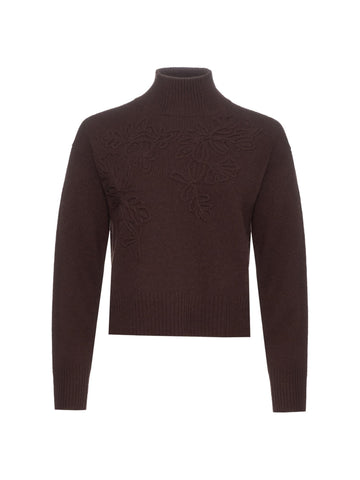 Ermanno Firenze Maglione in lana con ricamo floreale