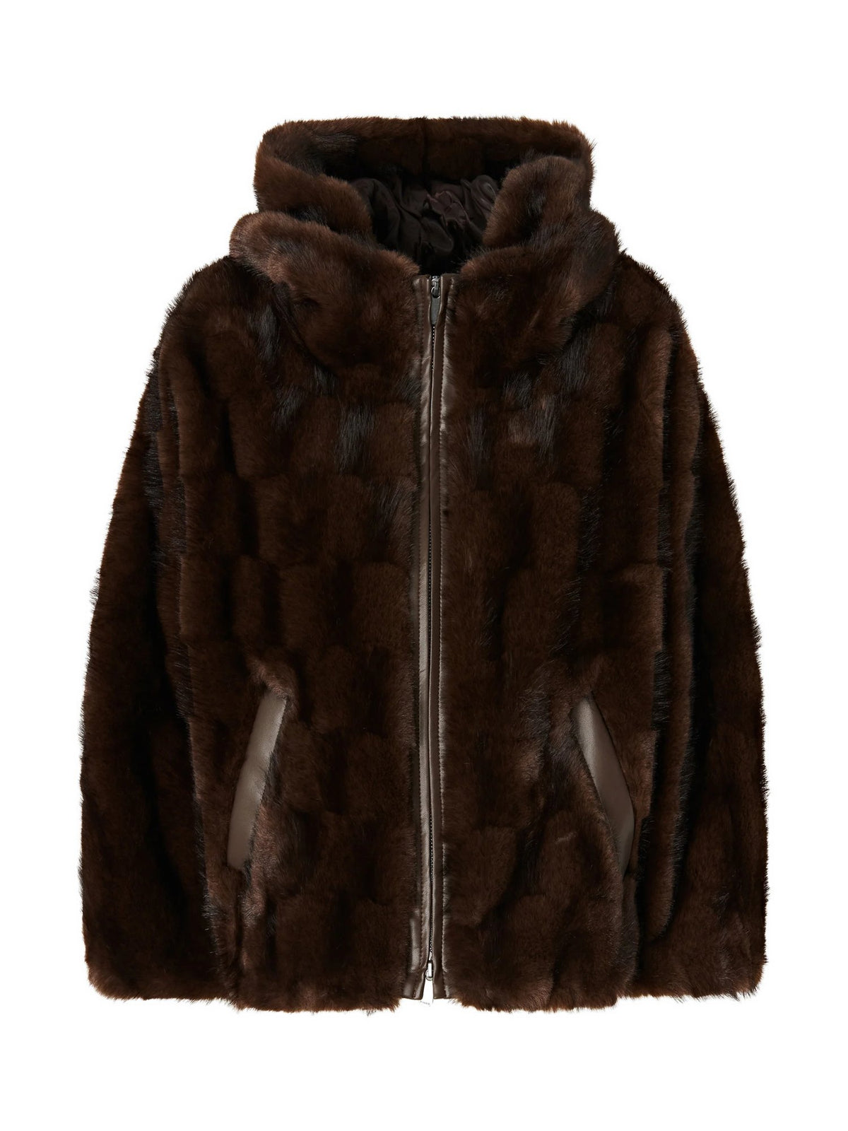 Giacca blouson effetto pelliccia con cappuccio