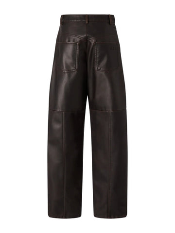 Pantalone barrel fit in tessuto effetto nappa