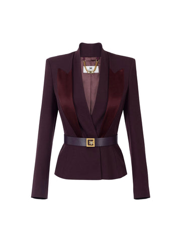 Elisabetta Franchi Giacca con cintura e revers in raso
