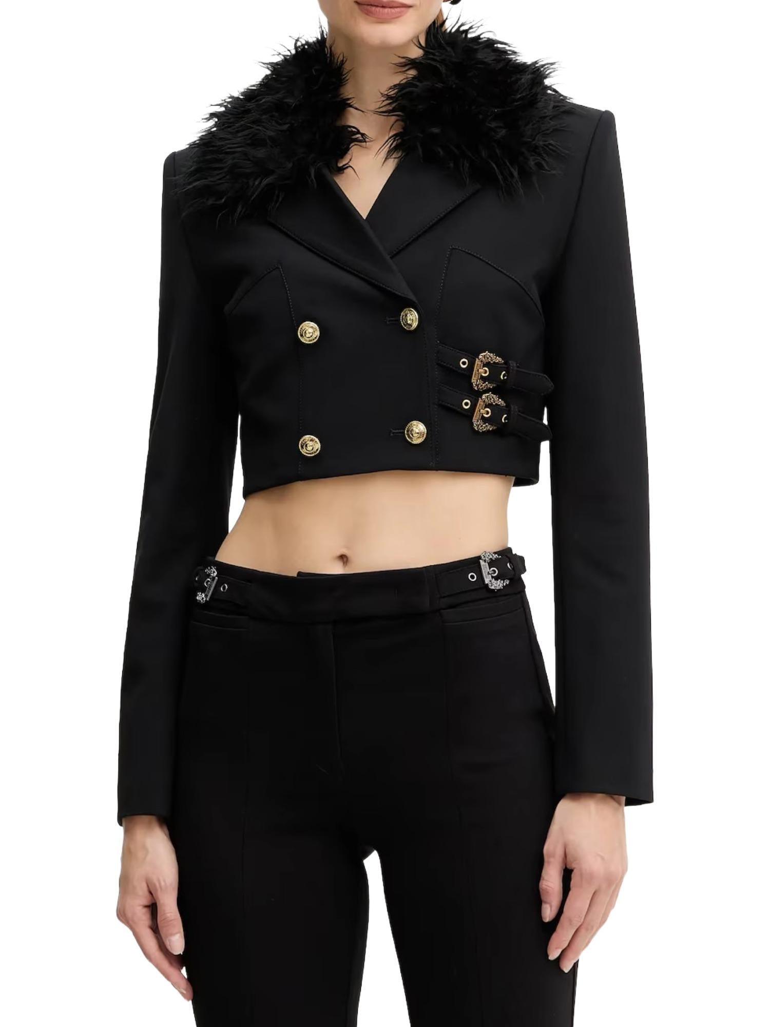 Versace Jeans Couture Giacca crop con ecopelliccia
