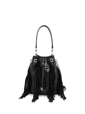 Borsa Secchiello Rock con Dettagli Metallici