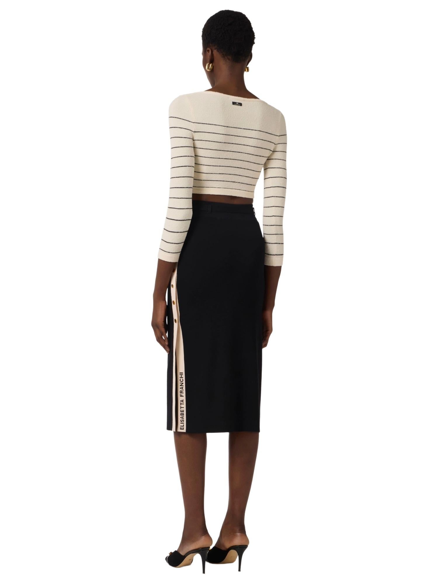 Elisabetta Franchi Gonna in maglia con bottoni oro