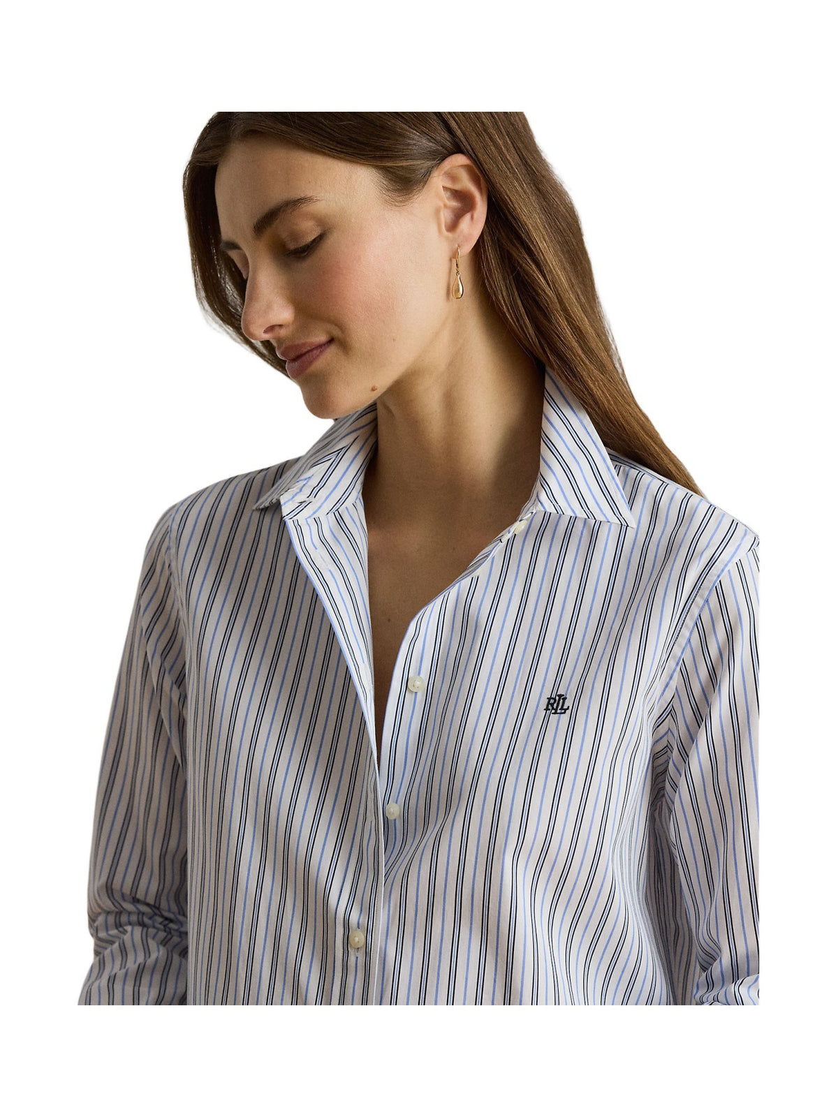 Camicia a righe in tessuto broadcloth, vestibilità classica