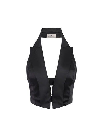 Elisabetta Franchi Gilet in raso con cinturini