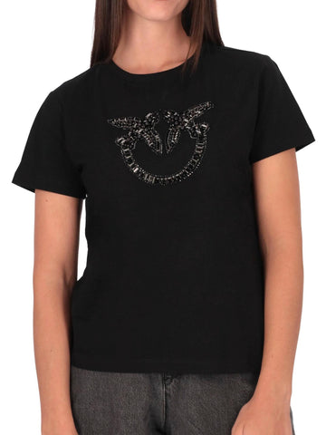 Pinko T-shirt con perle e cristalli Quentin