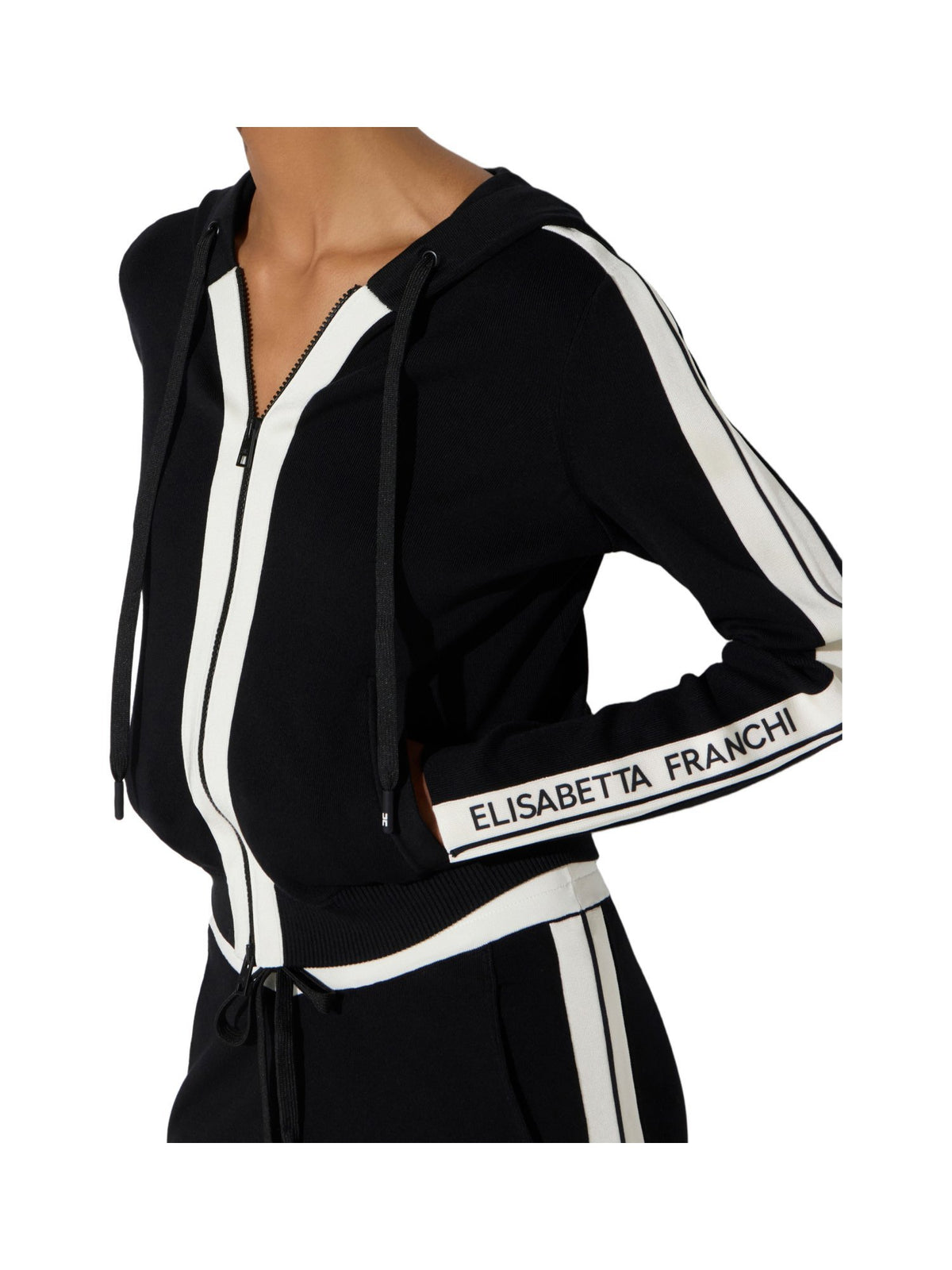 Felpa in maglia bicolore con logo