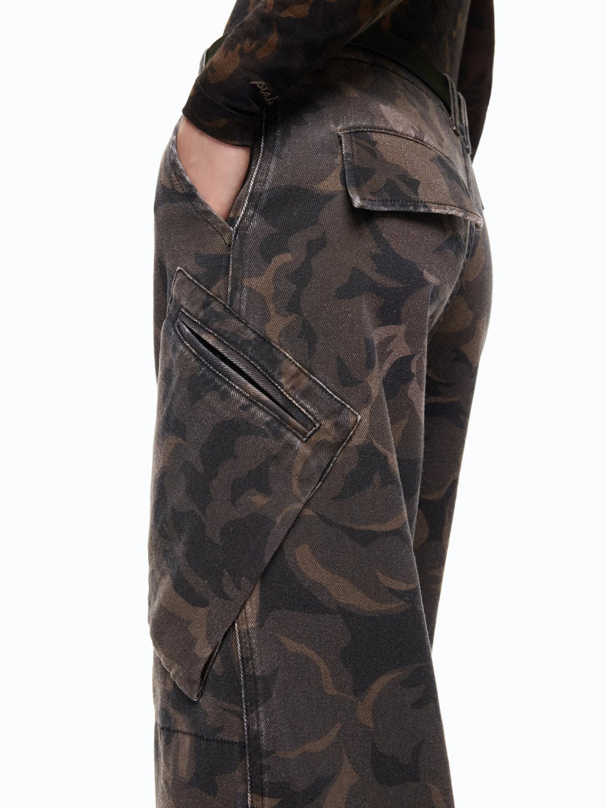 Pantalone Palazzo in Gabardina con Stampa Floreale